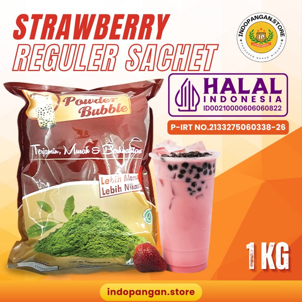 

Powder Rasa Strawberry 1 Kg (MIX GULA) Kemasan Sachet - Bubuk Minuman Rasa Stoberi 1 Kg