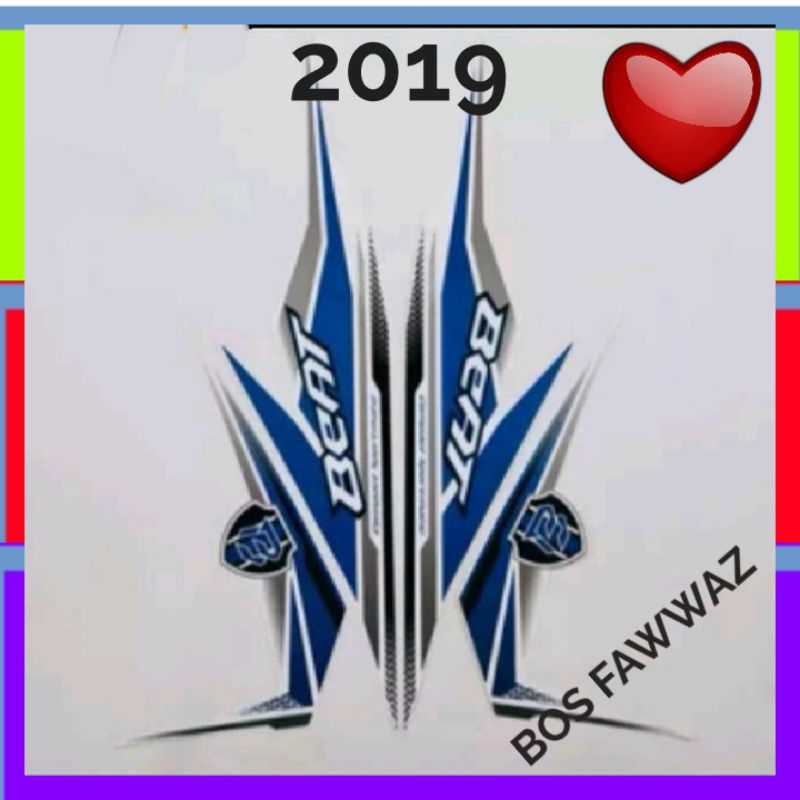 Sticker Striping lis body motor beat warna Biru / Merah hitam / Merah Putih 2019