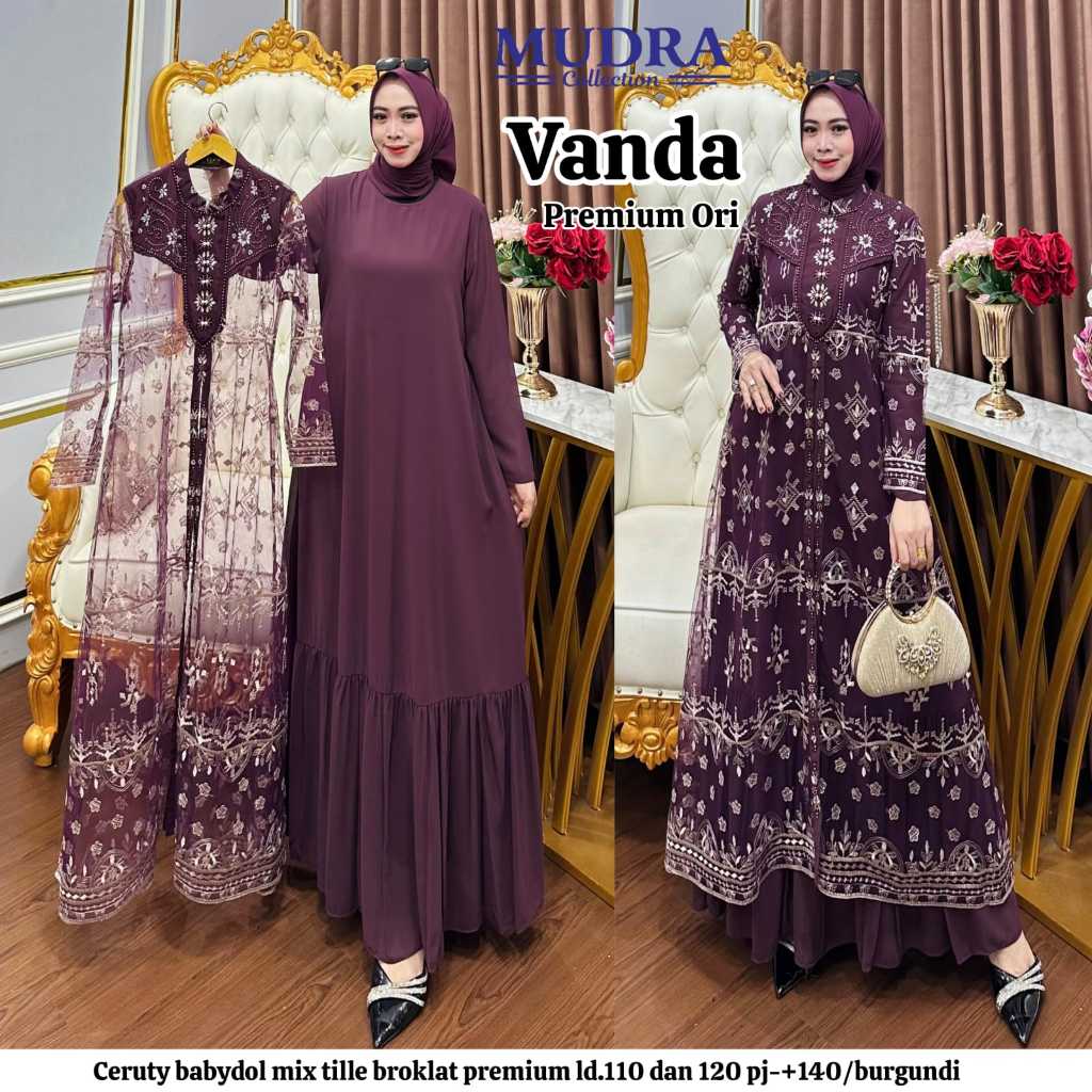 Vanda Gamis Wanita Kondangan Jumbo Inner Dress Brukat Pesta Model Outer Tille Import Premium Lebaran