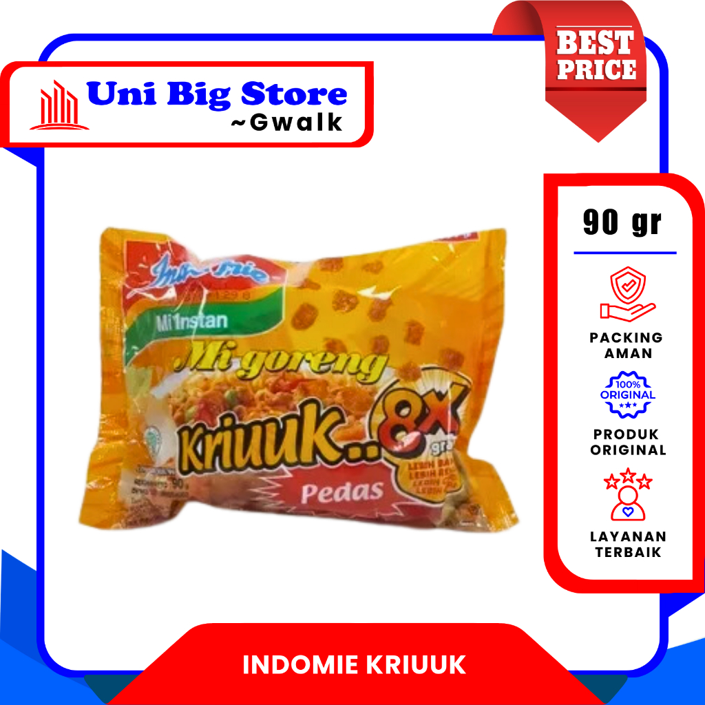 

INDOMIE MIE INSTAN GORENG KRIUK 8x PEDAS - 90 gr