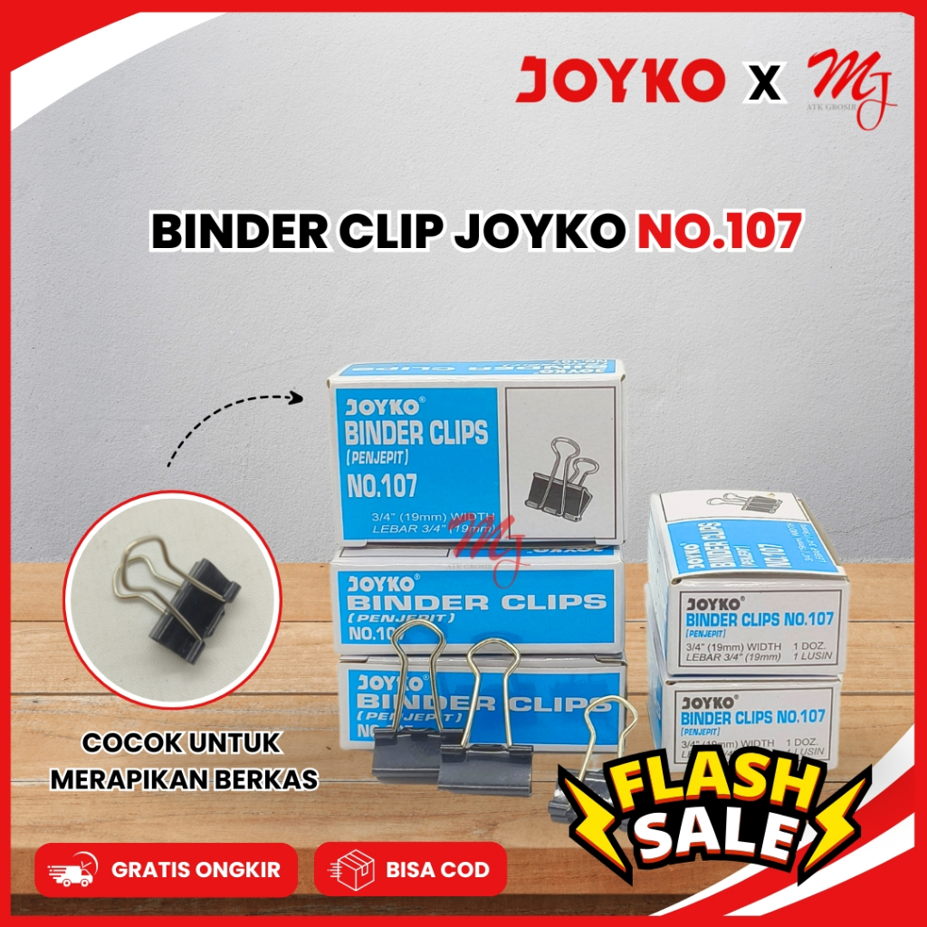 

(1 Pack) Penjepit Kertas / Binder Klip / Binder Clip Joyko no.107