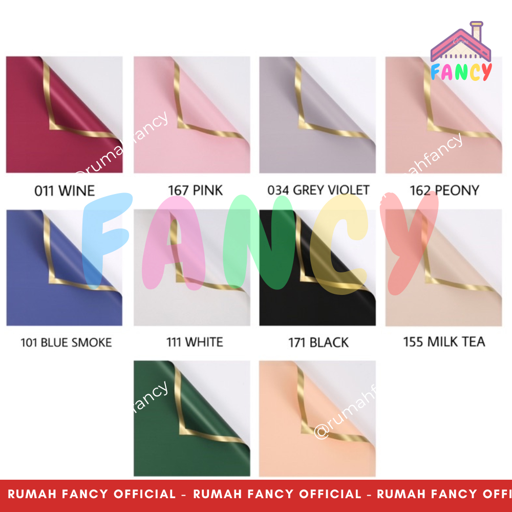 

[1 PAK ISI 20 PCS] SINOWRAP Flower Wrapping Cellophane List Gold SOLID / Kertas Buket BunGa Halus