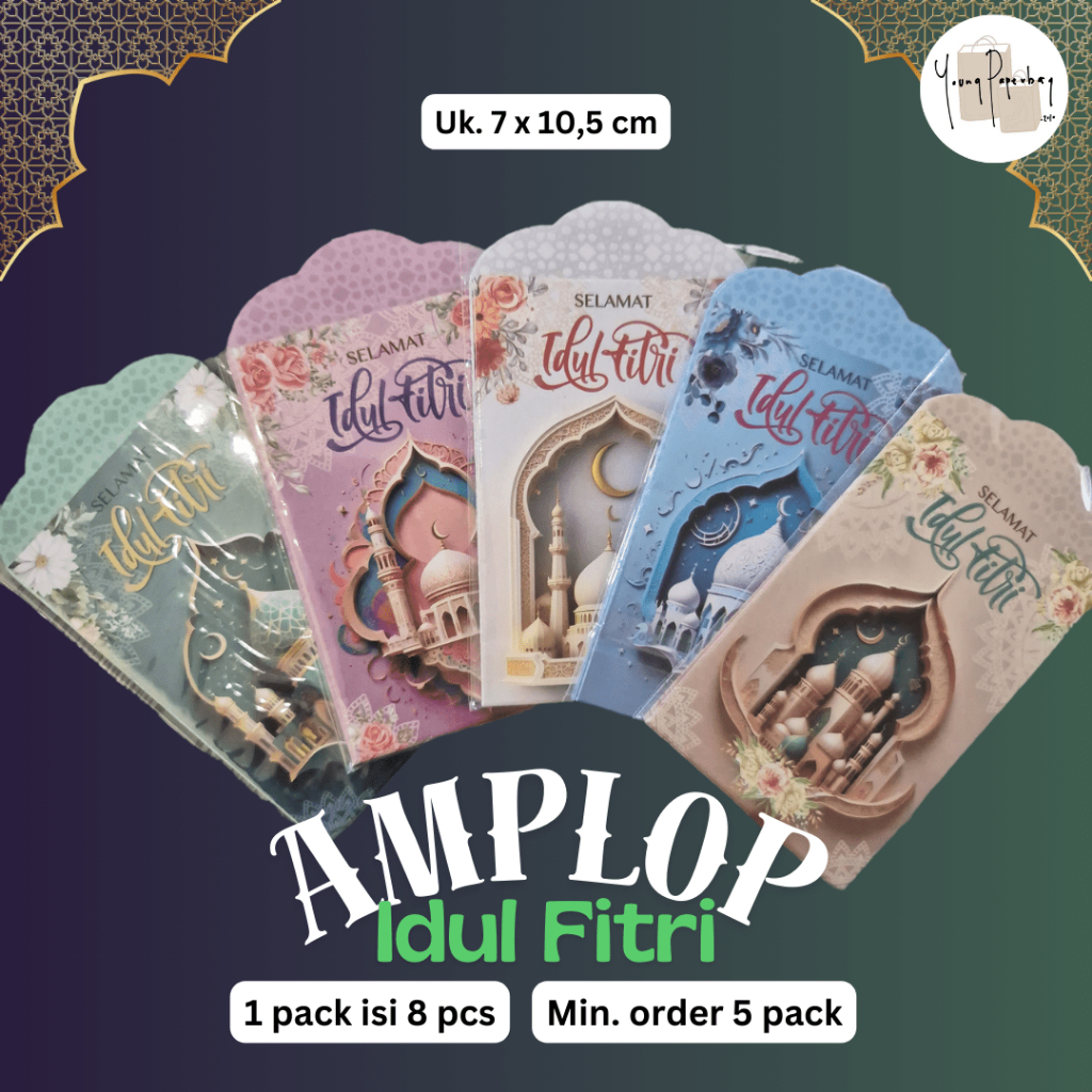 

Amplop Uang Selamat Lebaran Idul Fitri / Ramadhan Glossy Pendek Uk. 7 x 10,5 cm - 1 pack isi 8 pcs