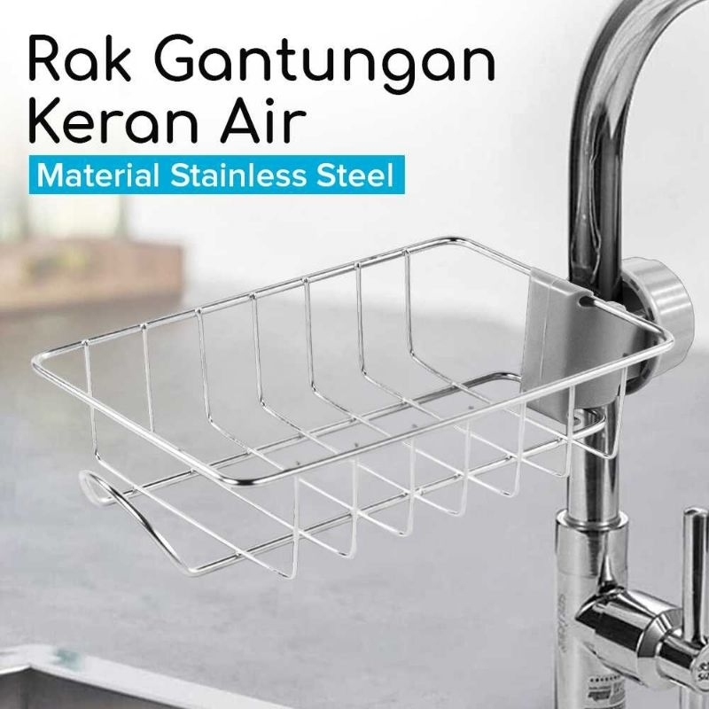 Stouge Rak Gantungan Keran Air Tirisan Spons Tempat Sabun Cuci Piring