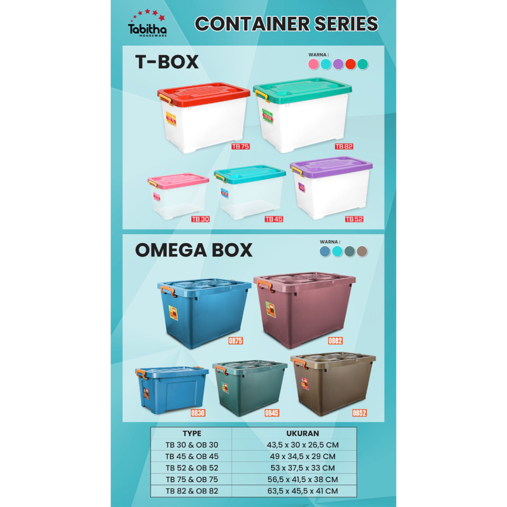 Container Box Plastik Kotak Penyimpanan Besar Jumbo Serbaguna Dengan Roda 30 45 52 75 82 Liter