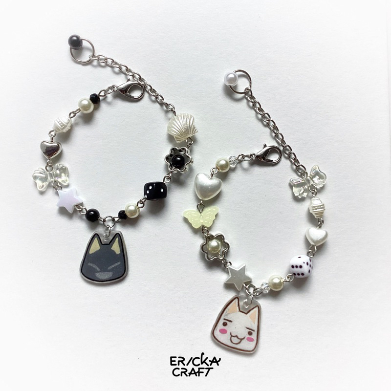 BRACELET CAT TORO INOUE KURO GELANG KAWAII AESTHETIC PAPER SHRINK CHARM BY ERICKA CRAFT