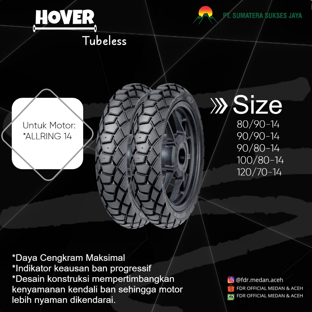FDR BLTL HOVER RING 14 Ban Luar motor Tubeless