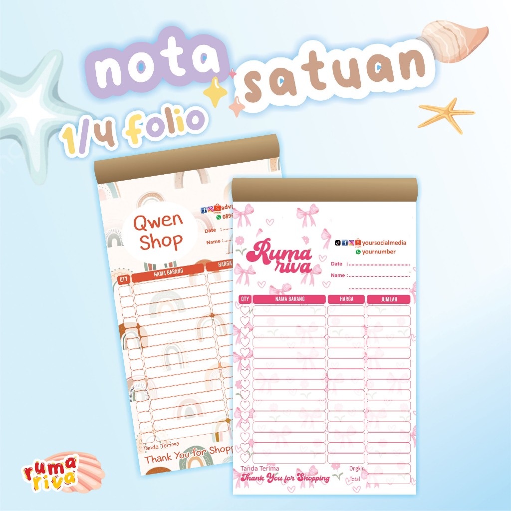 

NOTA 1/4 FOLIO ◽ NOTA PENJUALAN ◽ NOTA CUSTOM ◽ NOTA SATUAN