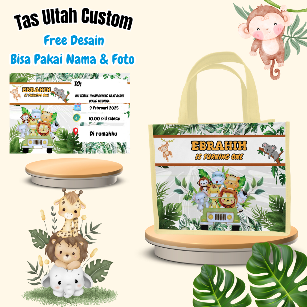 

Paket 30 Pcs Tas & Free Undangan Anak Ulang Tahun Custom Desain Muat Kfc Snack Kain