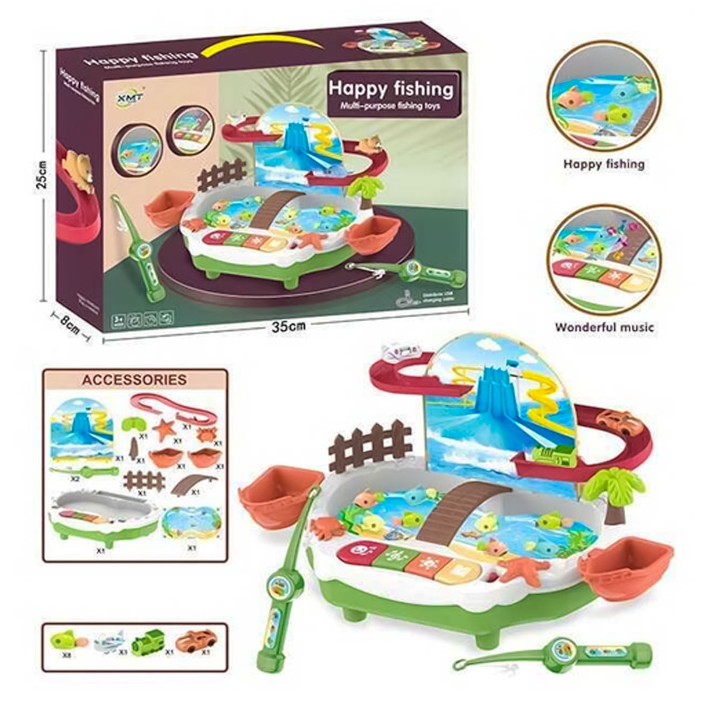 Happy Fishing 9941 2in1 3D Colorful Light - Mainan Anak Pancing Ikan