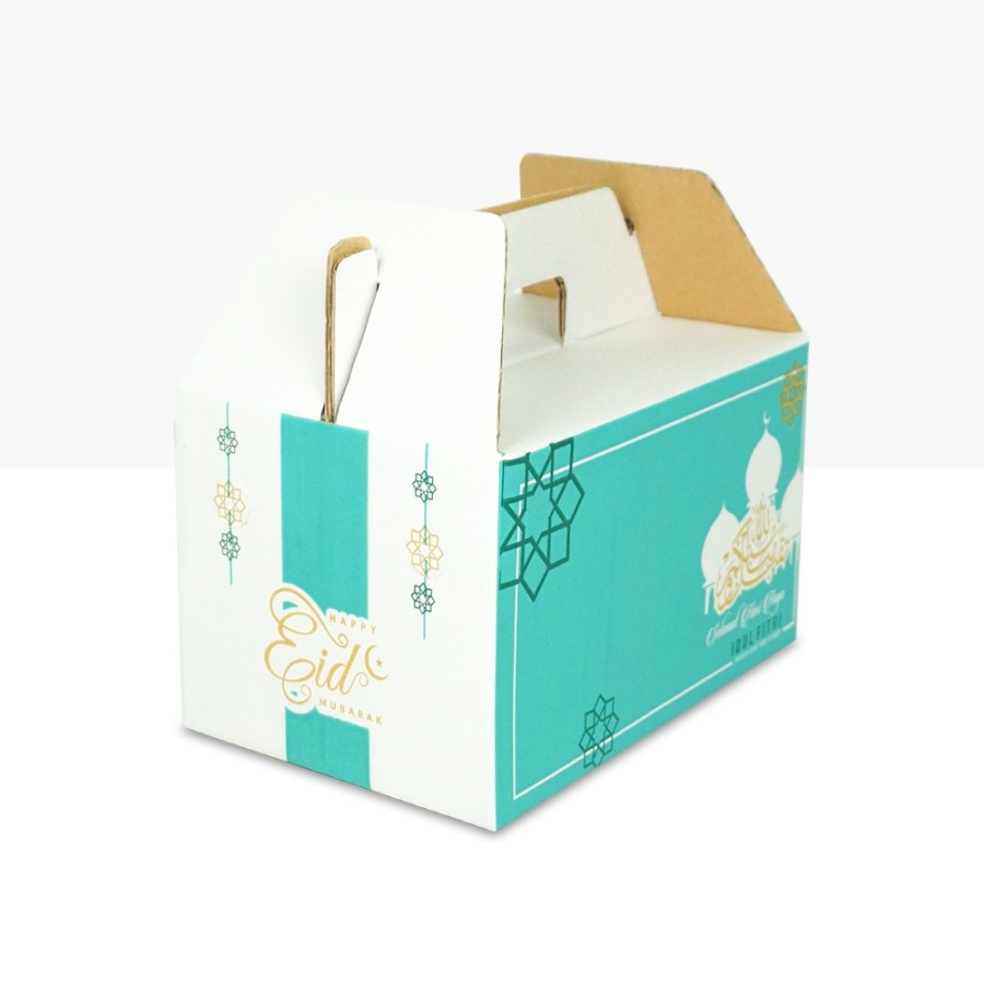 

( 5 Pcs )Box Tas Jinjing Murah Edisi Lebaran Eid Mubarok Warna Tosca Dus Hampers Buah Parcel Ukuran 27x18x15 Cm