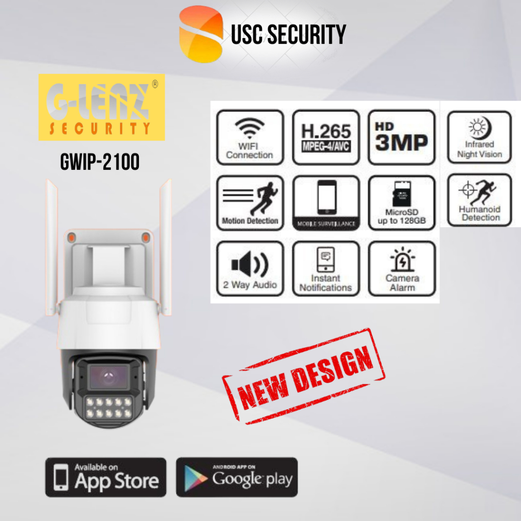 GLENZ Smart IP Camera Wifi CCTV Outdoor PTZ GWIP 2100