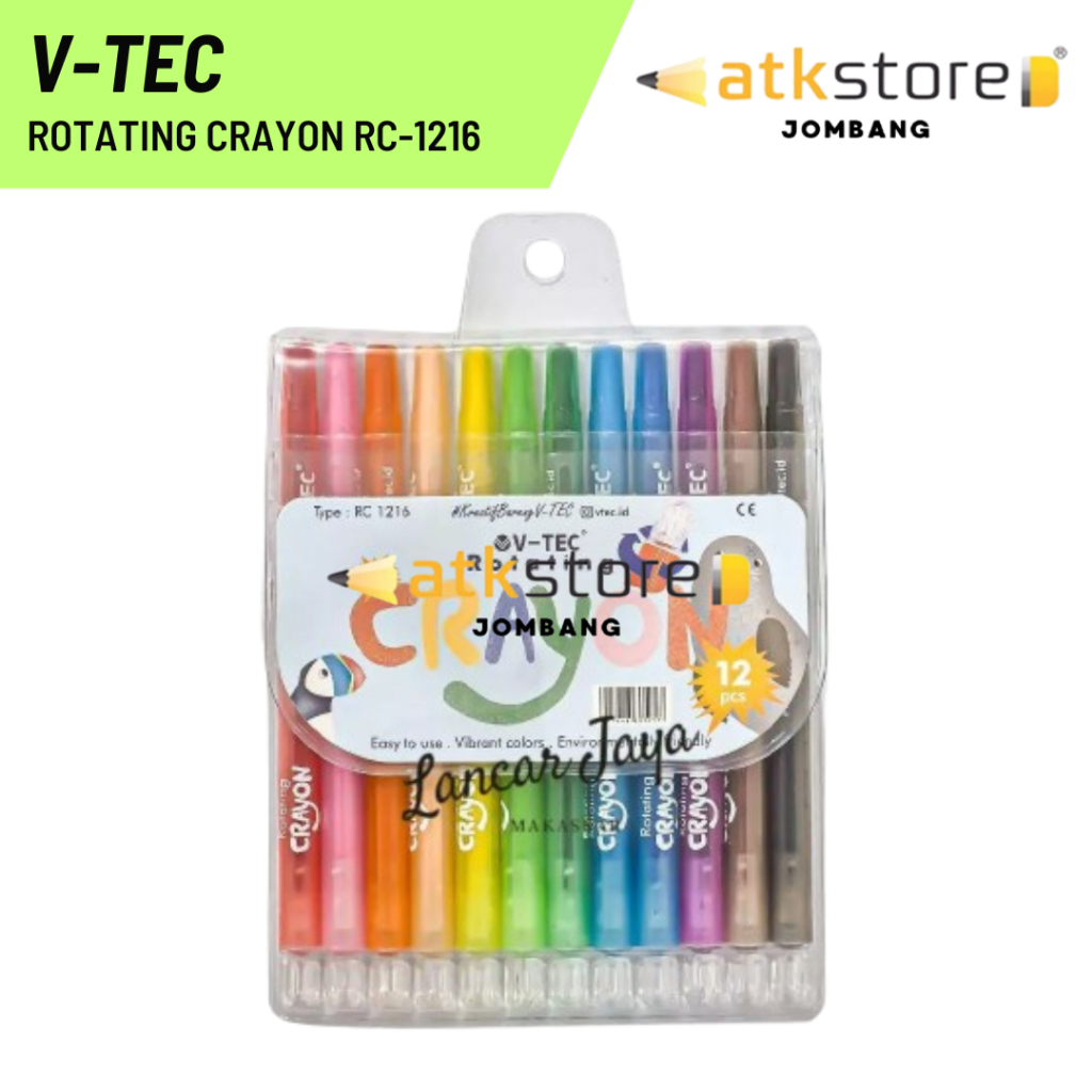

V-TEC Rotating Crayon RC-1216/12W (LONG) / Crayon Putar / Crayon Ulir / Krayon