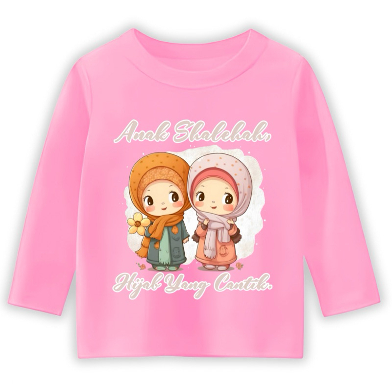 KAOS ANAK PEREMPUAN LENGAN PANJANG MUSLIM HIJAB MOTIF HIJAB YANG CANTIK