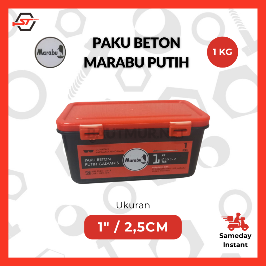 (1KG) Paku Beton Putih Marabu 1 inch 2.5cm | Paku Beton 2.5cm