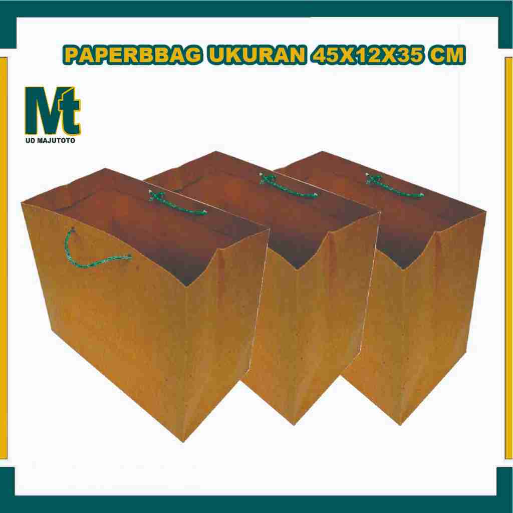 

(PAKET 12 Pcs) Paper bag 45x12x35 cm | 45x12x30 cm | Paperbag Coklat | Tas Kertas Jumbo / Tas Bunga / Tas Bucket