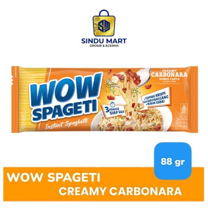 

WOW Spageti Instant + bumbu pasta creamy carbonara 88 gram murah | shopee sindumart