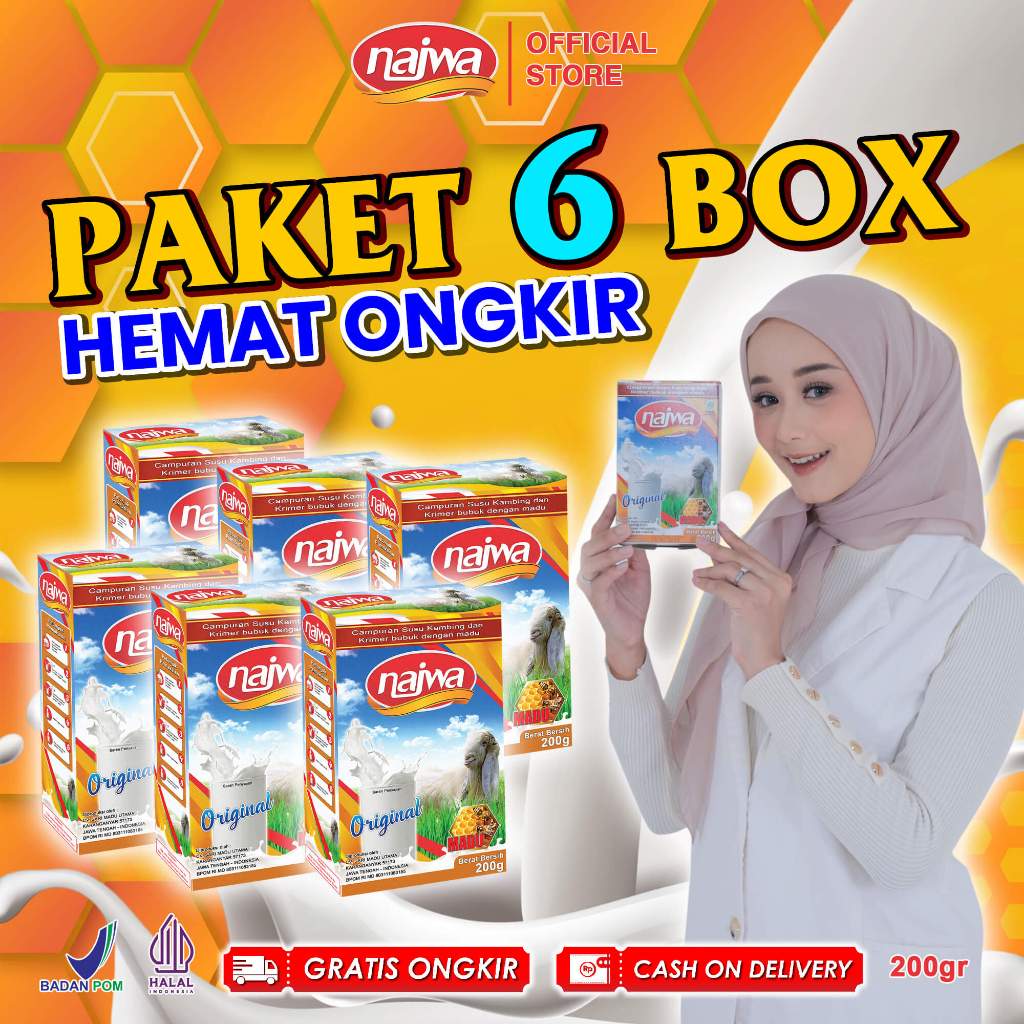 

Etawa NAJWA Paket 6 Box - Susu Kambing Murni & plus MADU
