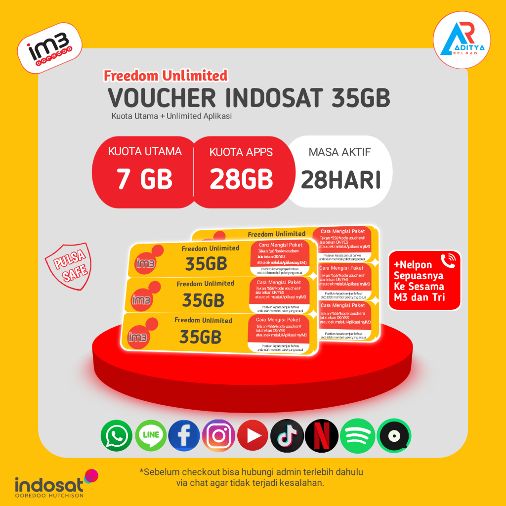 Voucher Indosat Freedom Unlimited 35GB 28Hari