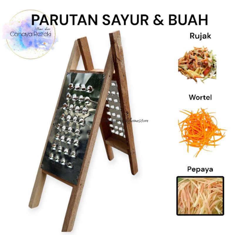 [ RUJAK KAYU KAKI 4 ] parutan sayur & buah KAYU TERMURAH | Parut Rujak Serut | Serutan wortel pepaya
