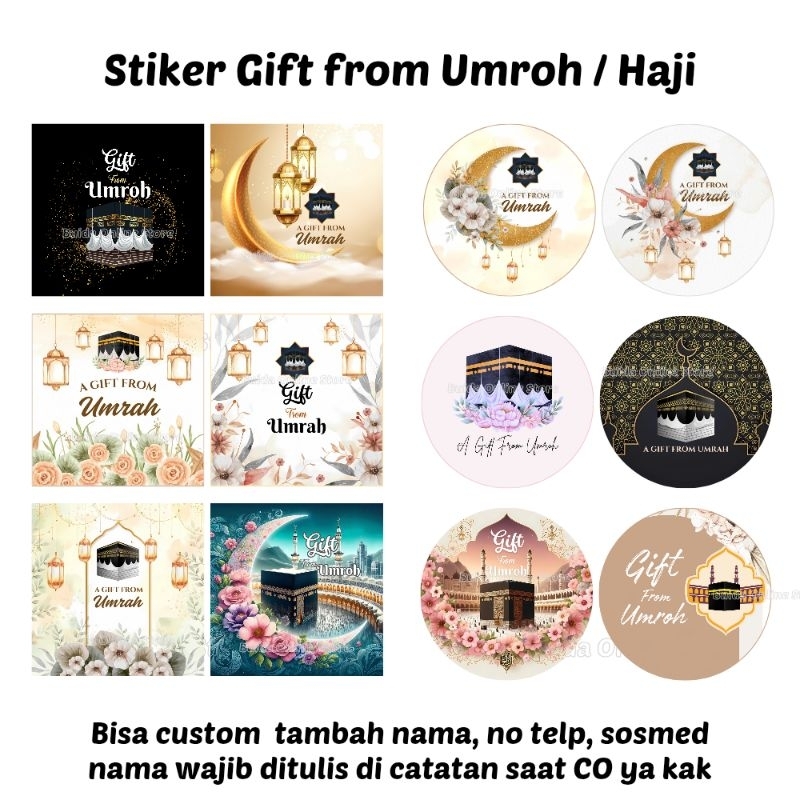 

Sticker label stiker Gift From Umrah oleh-oleh Umroh a gift from haji hajj dekorasi kemasan dus box tas mika toples thinwall paperbag spunbond bisa custom nama tulisan hampers hiasan hangtag bingkisan hadiah dari mekah parcel bulat kotak