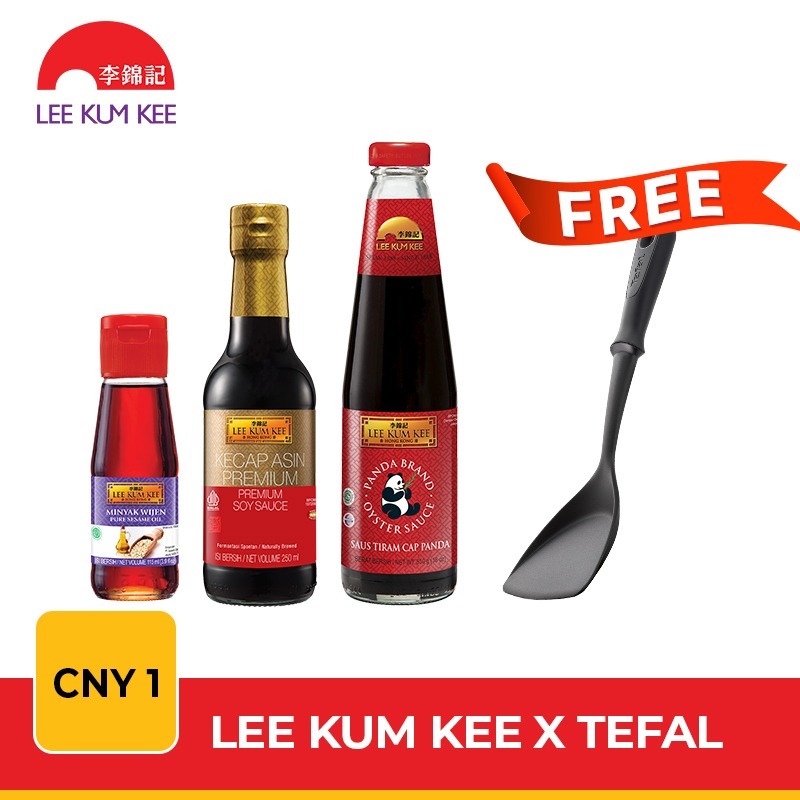 

Bundling CNY 1 (Tefal Comfort Work Spatula + LEE KUM KEE Oyster Sauce Saus Tiram Panda 510 gr + LEE KUM KEE Premium Soy Sauce 250 ml + LEE KUM KEE Pure Minyak Wijen Sesame Oil 115 ml)