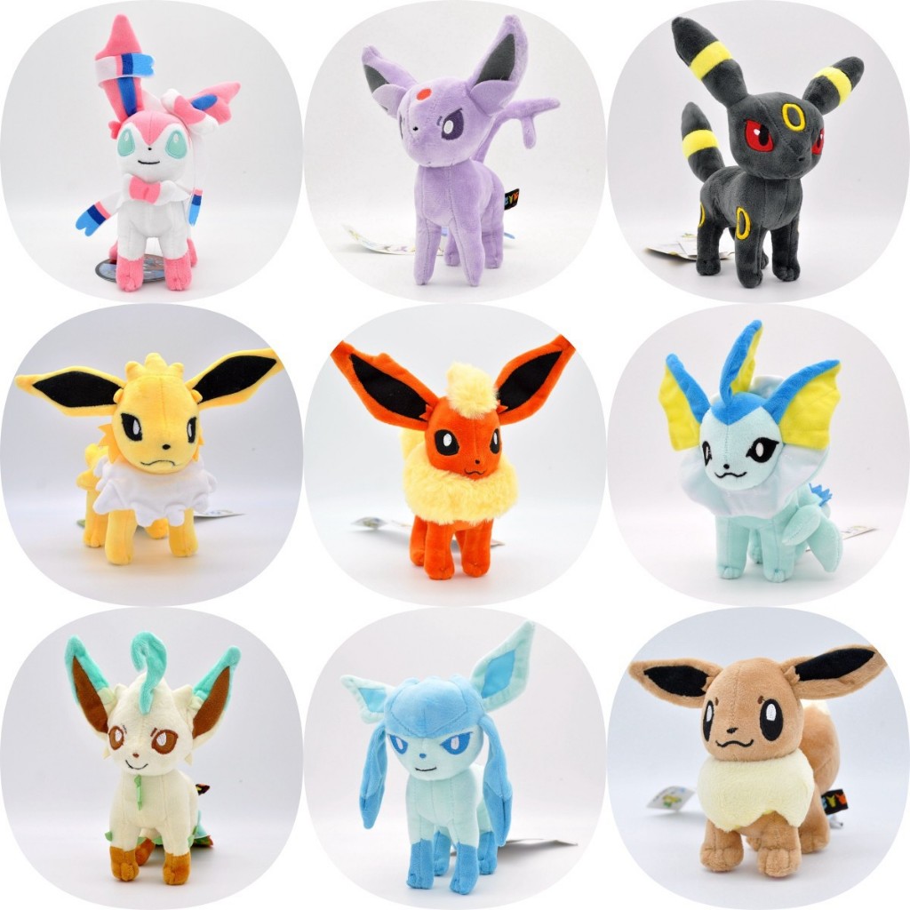 Boneka Pokemon Eevee Evolution 15-20cm Pokemon Doll / Cute Plush Hadiah Ulang Tahun