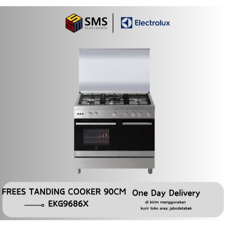 Kompor Freestanding Electrolux EKG9686X - Stainless Steel, 5 Burner