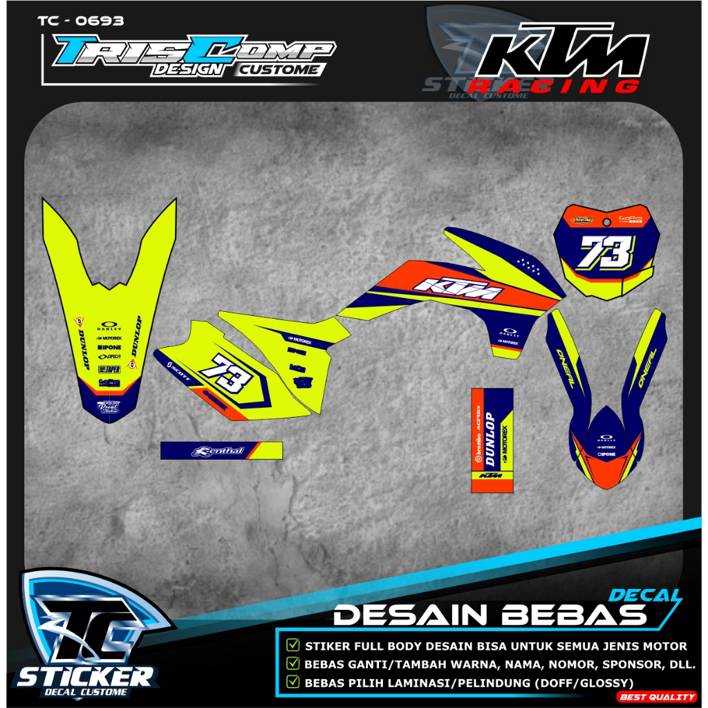 Decal KTM 85 Fullbody desain custom bisa requet / Decal Sticker KTM 85 Sixday custom bebas request T