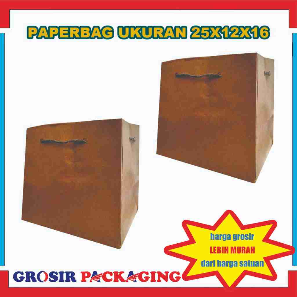 

(PAKET 20 LUSIN) Paper bag 25x12x16 cm/Polos Craft/Tas Kertas Premium/Goodie Bag