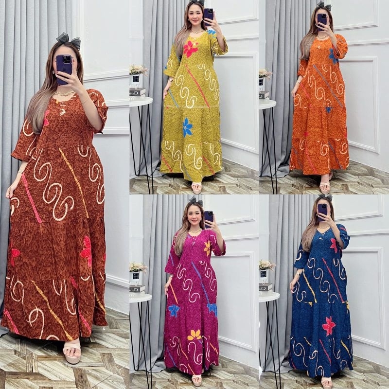 Daster maura panjang susun cap semprot