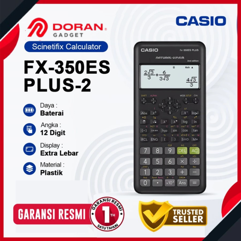 

Casio FX350ES Plus Scientific Calculator - Kalkulator Casio FX 350 ES Plus - Garansi Resmi 1 Tahun