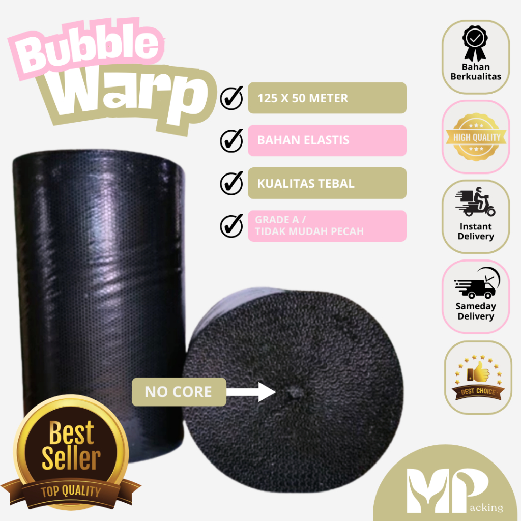 

BUBBLE WARP HITAM 125 x 50 m Grade A premium NON CORE