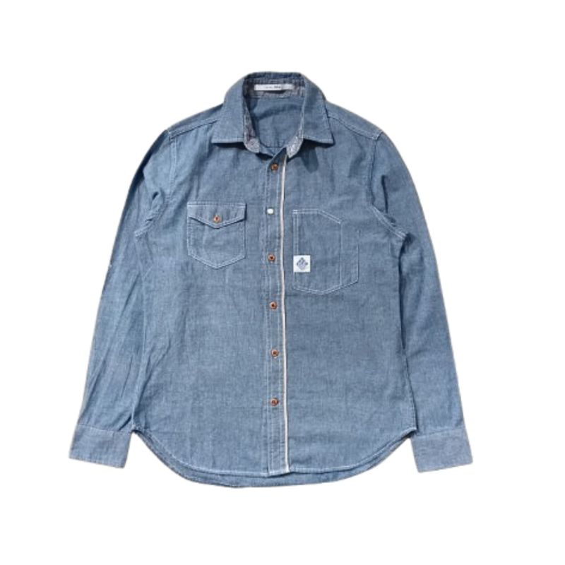 Work Longshirt / Kemeja Outer Aspesi Blu Post Overalls Oalls Denim Men Women Preloved