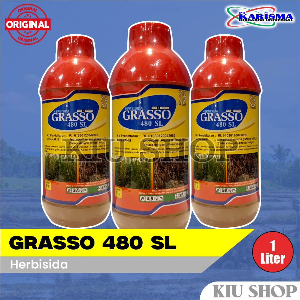 Grosir / GRASSO 480 SL - 1 Liter / Herbisida Kelapa Sawit / Glifosat