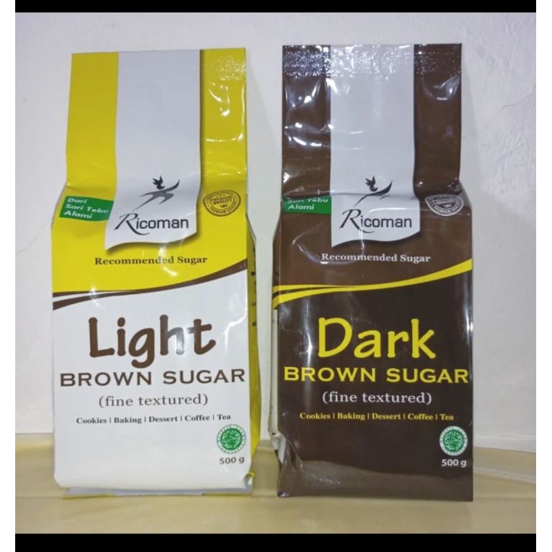 

Ricoman Light brown sugar dan Dark Brown sugar 500gr