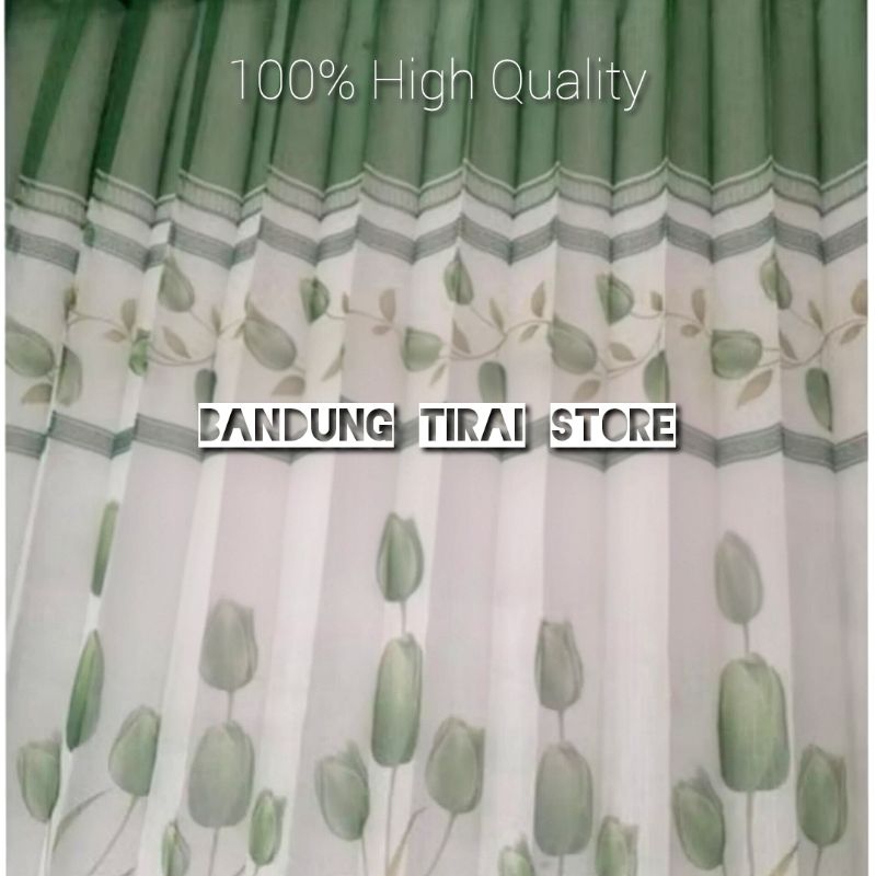 Gorden Vitrase Estetik Motif Bunga Tulip Lebar 3 Meter 250 cm 2 Meter Dalaman Hordeng