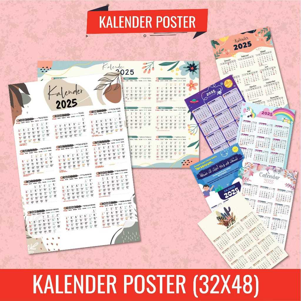 [ Lembar Belajar ] Kalender Dinding 2025 Lengkap Jawa Hijriyah Kalender Anak Kalender Poster Aesthet