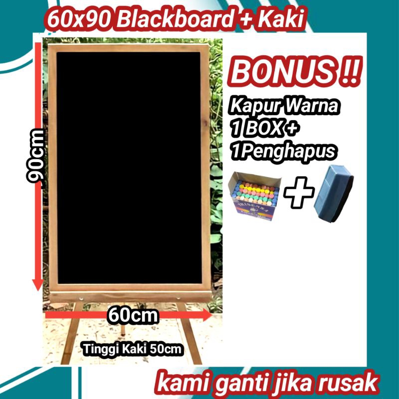 

Papan Tulis Blackboard 60x90cm + Kaki (Bonus Kapur 1 Box & Penghapus) LR8