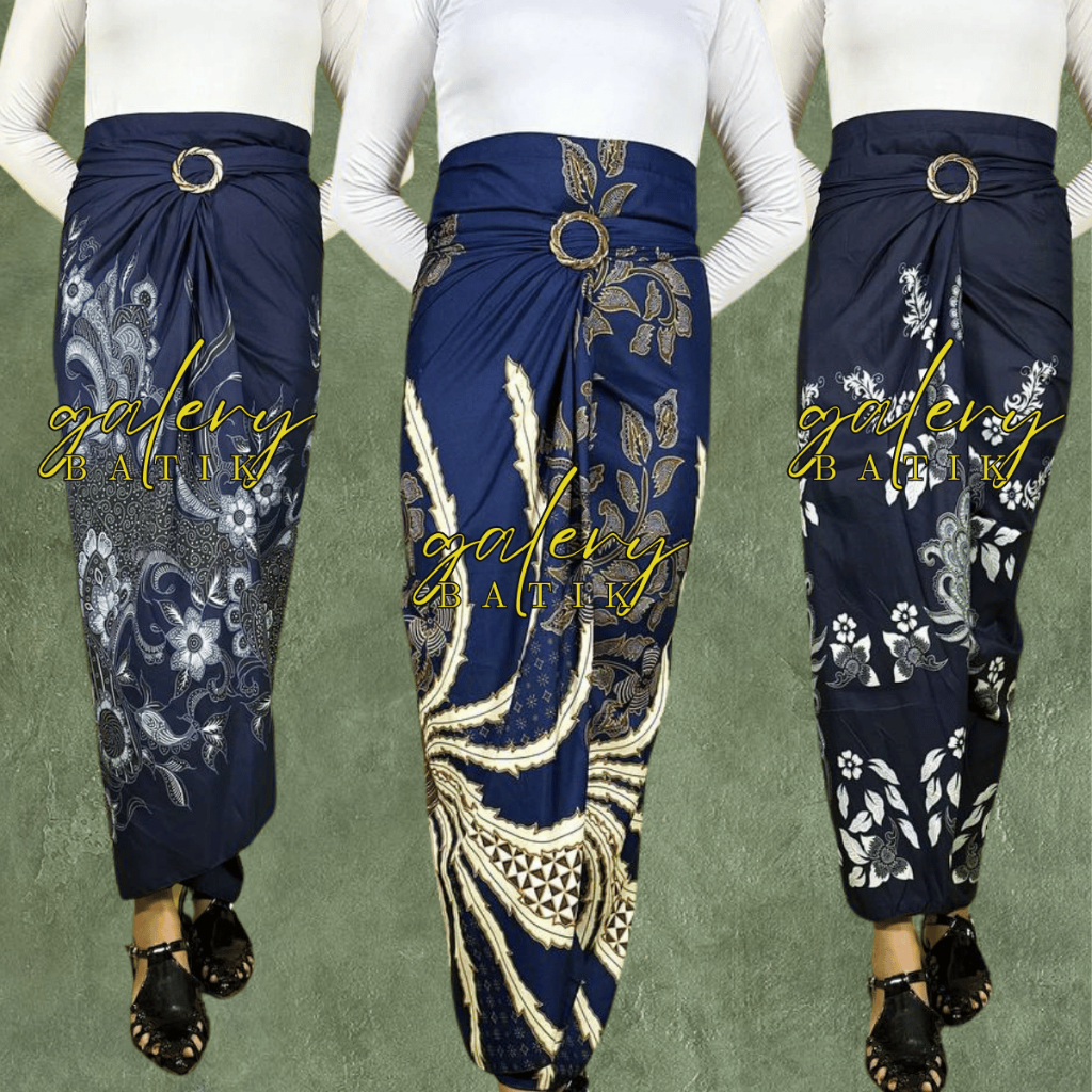 Rok lilit batik jumputan kain serut simple / fashion kekinian / bawahan kebaya motif Garuda Navy