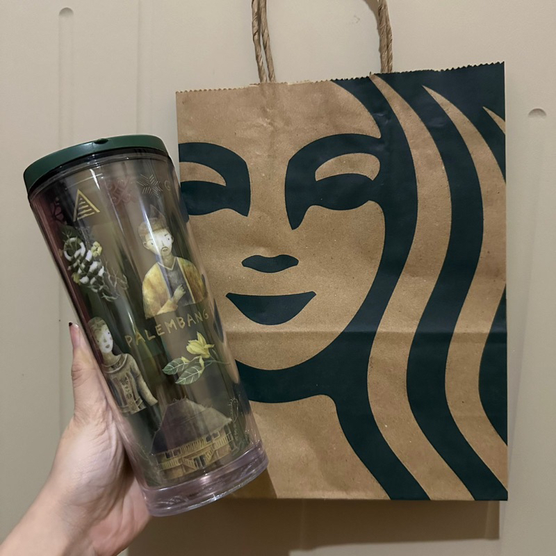 Preloved Tumbler Starbucks Palembang Green Heritage Indonesia Folklore Edition Original