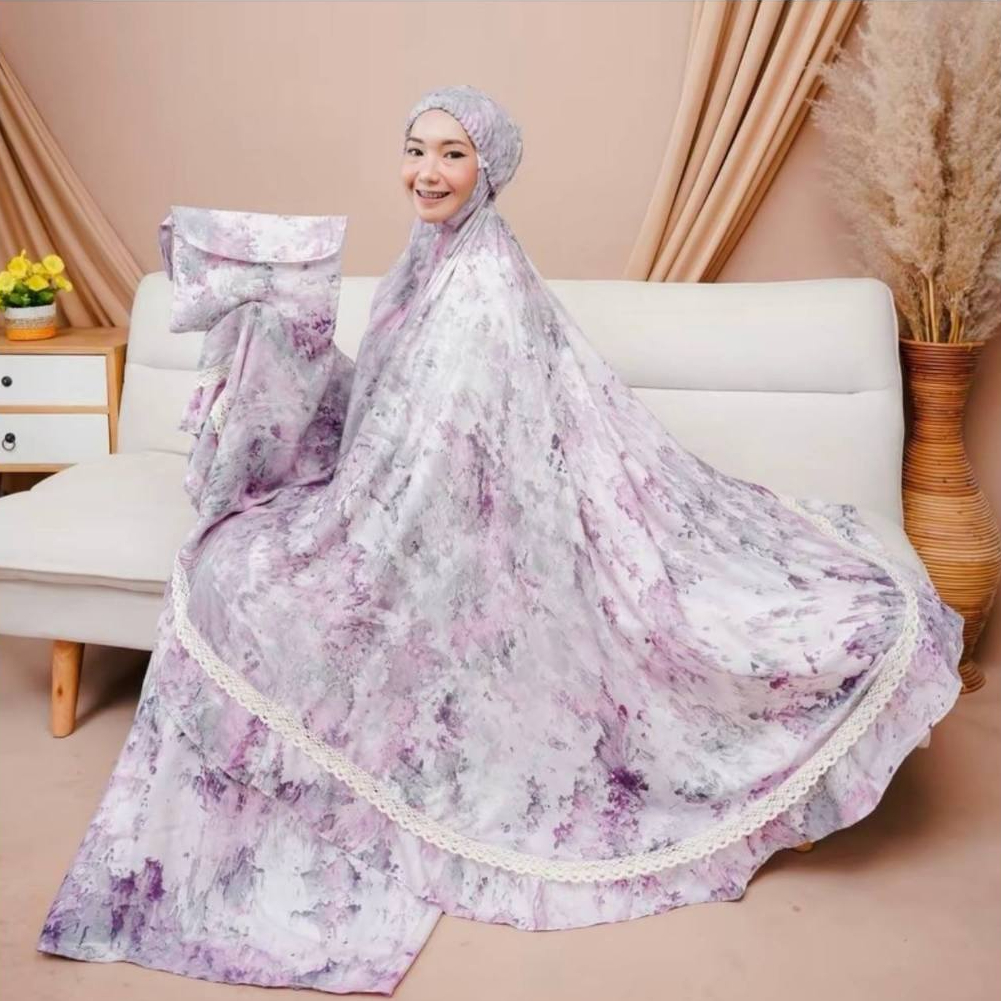 KAYLA MUKENA - Mukena Rayon Lis Renda Dewasa Mukena Traveling Mini Pouch Premium Mukena Lis Renda Ju