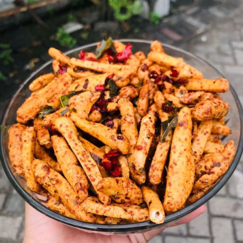 

Basreng Pedas Daun Jeruk 100gram/ Original / Balado/ Basreng Sultan/Basreng Viral / Cemilan Kekinian/ Basreng