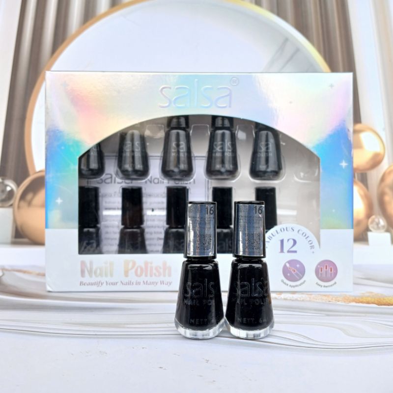 [isi 12 pcs] Kutek Salsa Nail Polish warna HITAM nail Art Cat Kuku Cantik
