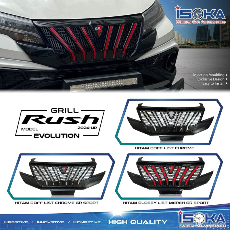 GRILL DEPAN ALL NEW RUSH GR SPORT FACELIFT 2024 2025 2026 2027  MODEL APOLLO/PRADO HITAM GLOSSY HITA