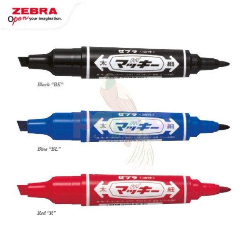 

ZEBRA Hi-Mckee Permanent Marker Dua Sisi Bullet dan Chisel Tip Water Resistant Spidol warna | PAPUA SERBA SERBI