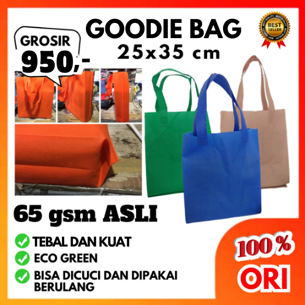 

Goodie Bag Tas Spunbond 25x35 x8 HLS 65gsm Spoundbond Bag / Goody Bag