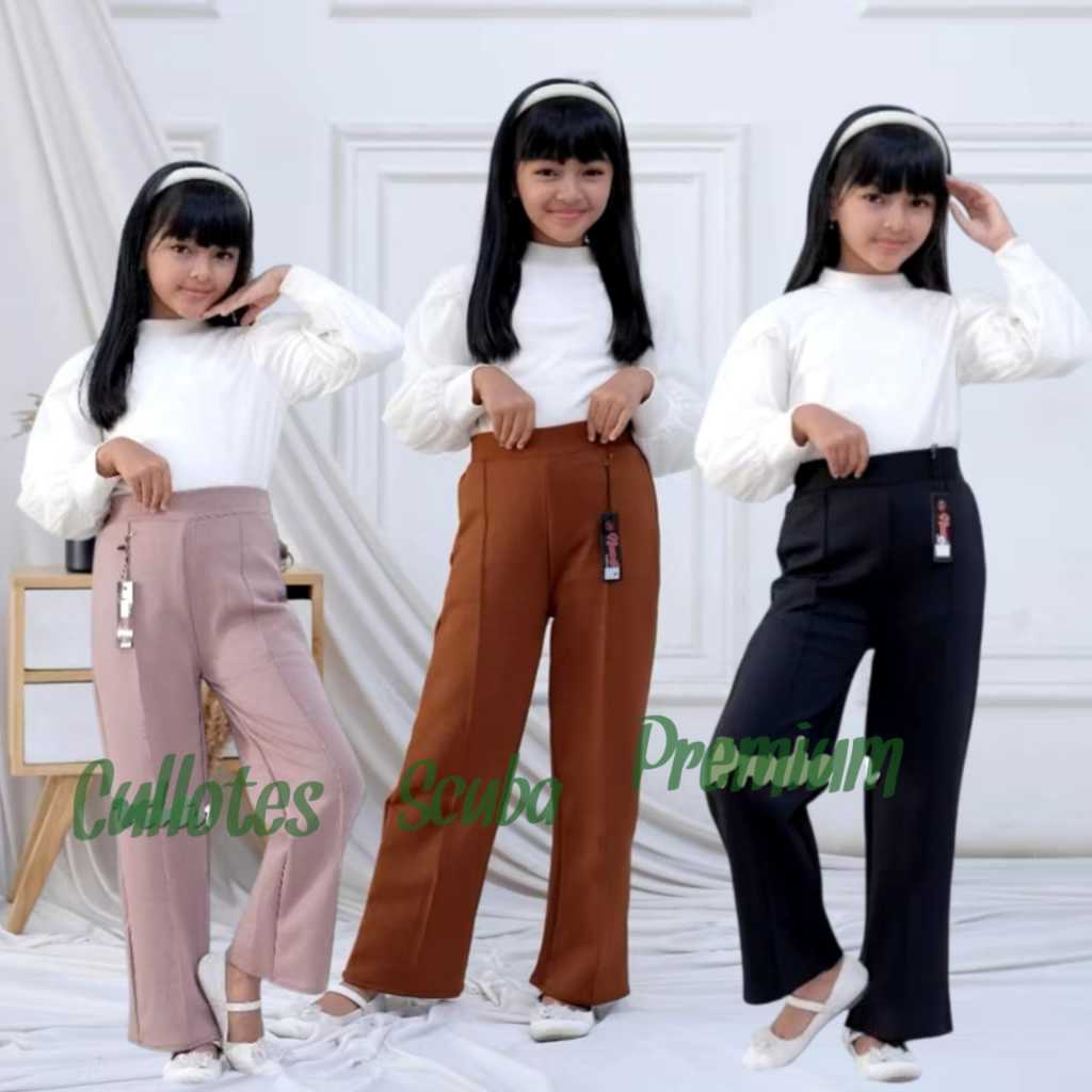 Celana Kulot Scuba Anak Perempuan Usia 4-16 Tahun / Kulot Scuba Anak / Celana Scuba Anak Perempuan /