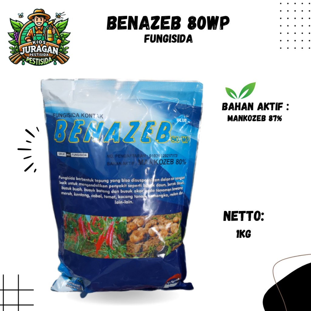 BENAZEB BLUE 80WP 1KG FUNGISIDA MANKOZEB BIRU
