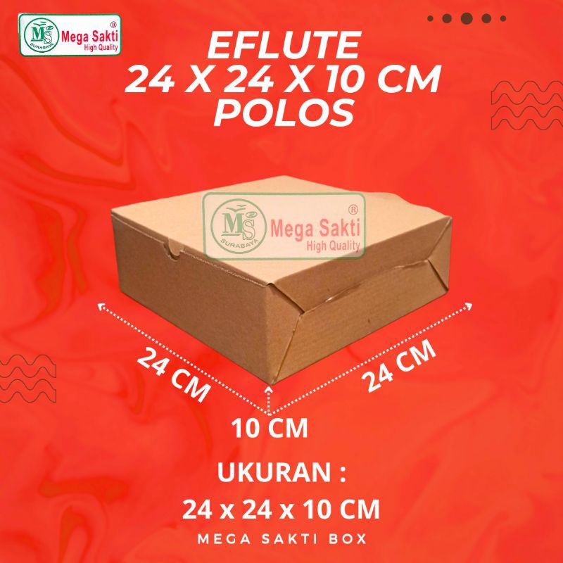 

(ISI 10 PCS) DOS / DUS KUE EFLUTE POLOS UK 24 X 24 x 10 CM / Karton Box Kotak Hampers Eflute Polos